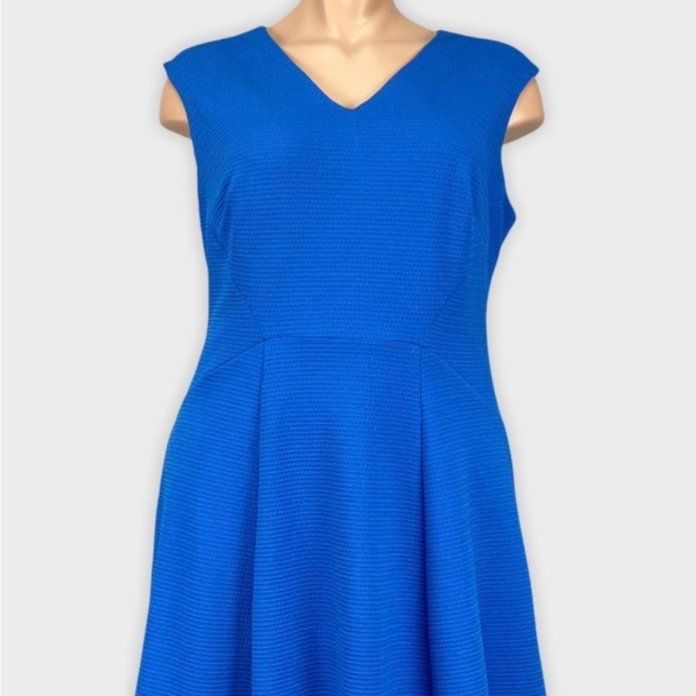 London Times Royal Blue Fit-and-Flare Mini Dress